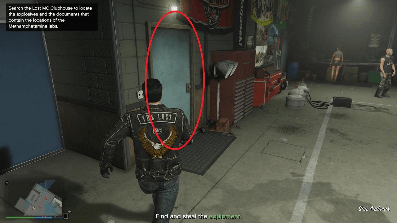 Room with potential equipment to the left as soon as you enter