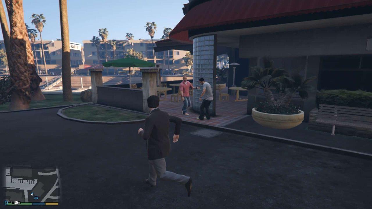 Drunk friends having an argument by the restaurant