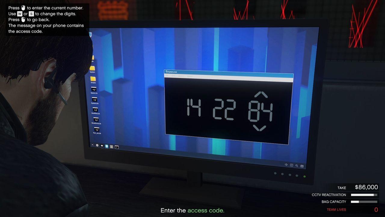Inputting the Access Code to open the security doors to the laser room.