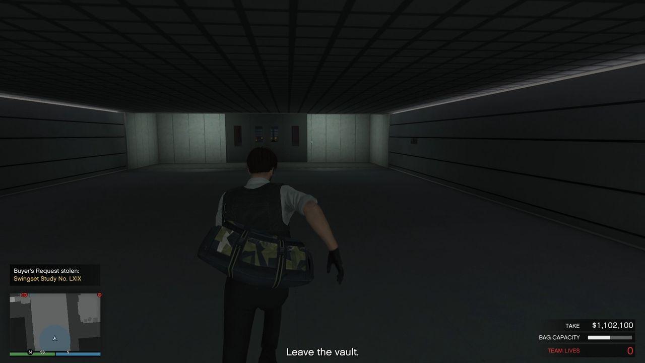 Leaving the vault and running back out of the laser room.