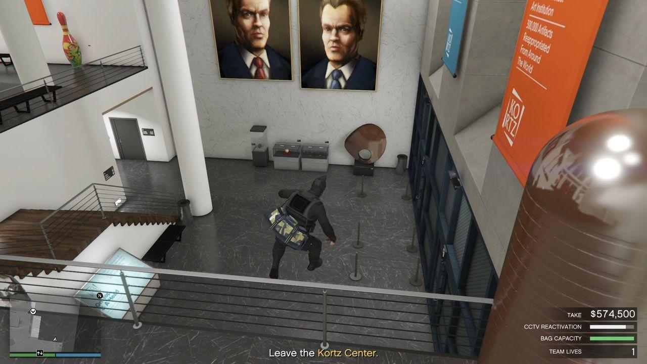 Jumping down to the bottom floor.