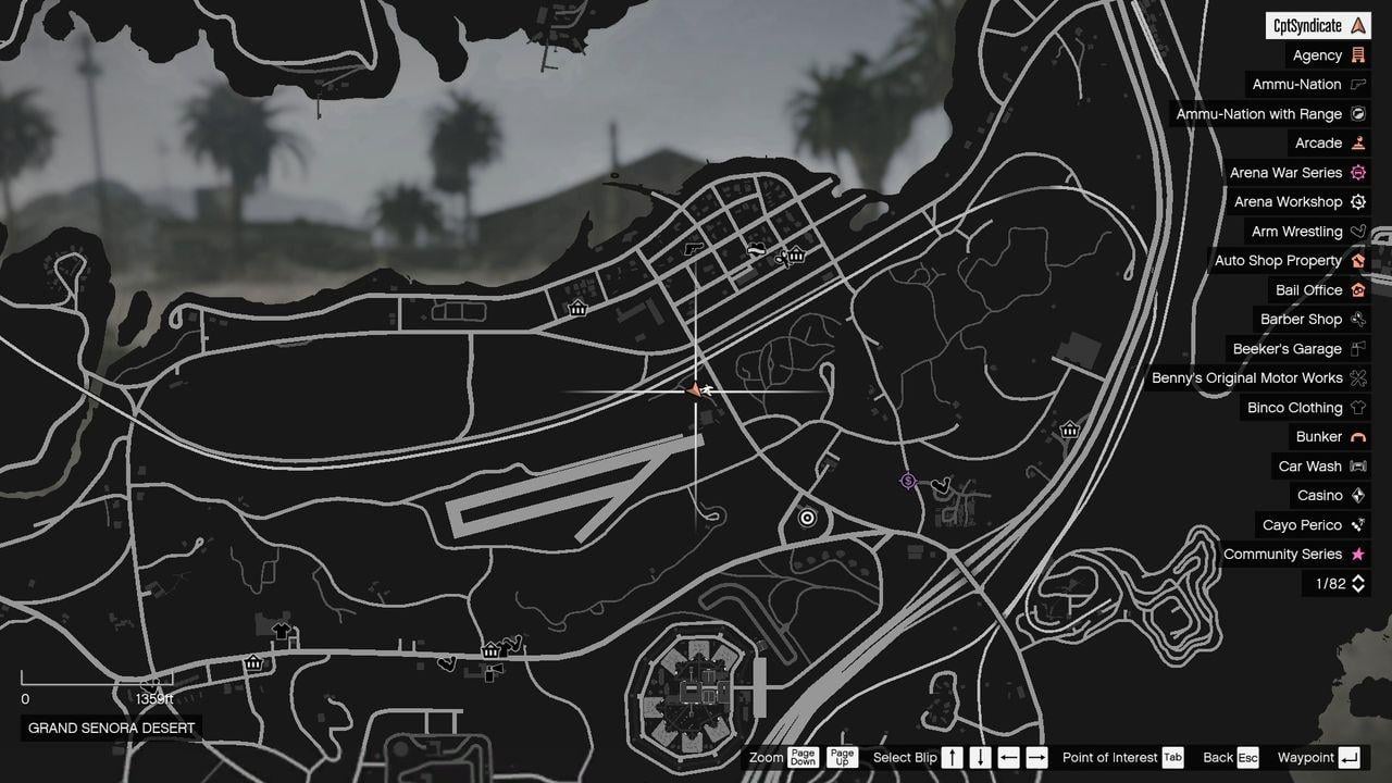 Coyote's location on the map.