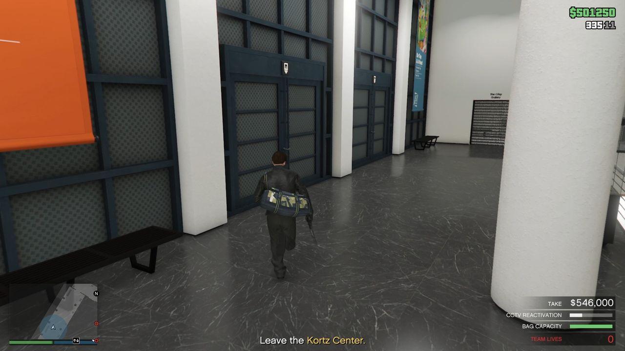 Interact with the door to unlock and exit.