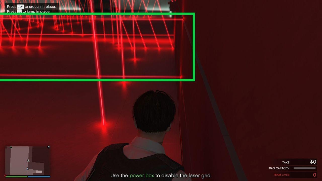 Horizontal set of lasers that stops and disappear at the end of the second laser section.