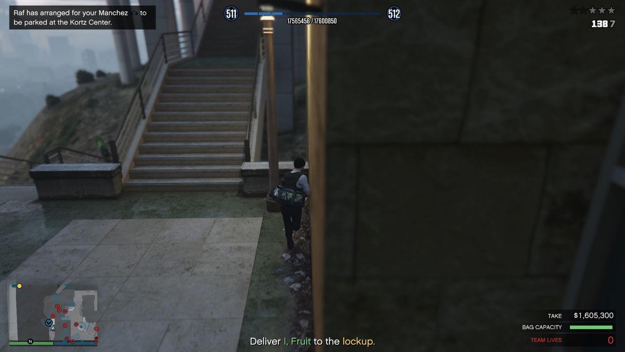 Jump over the ledge ahead of you.