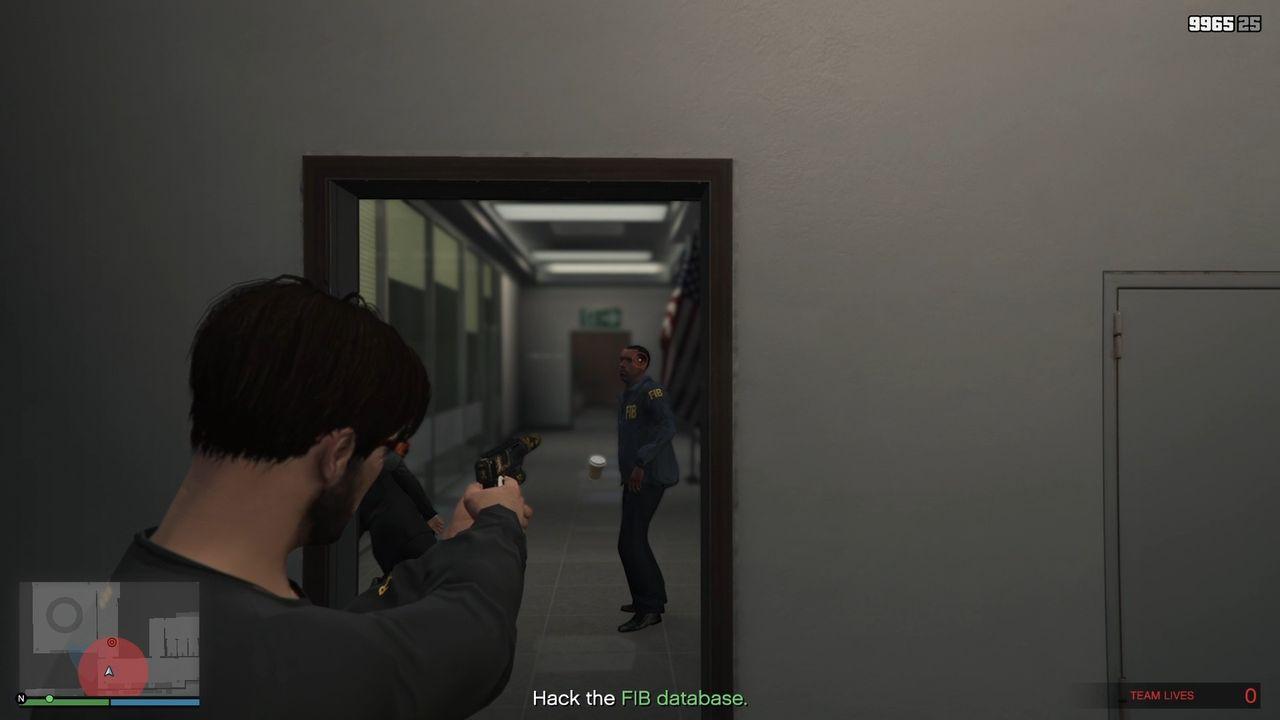 The two agents at the end of the corridor.