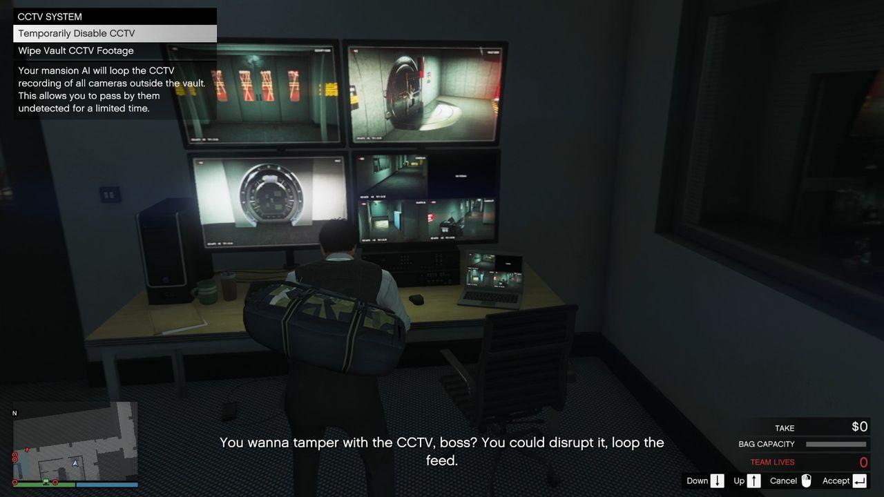 Disabling the CCTV cameras.