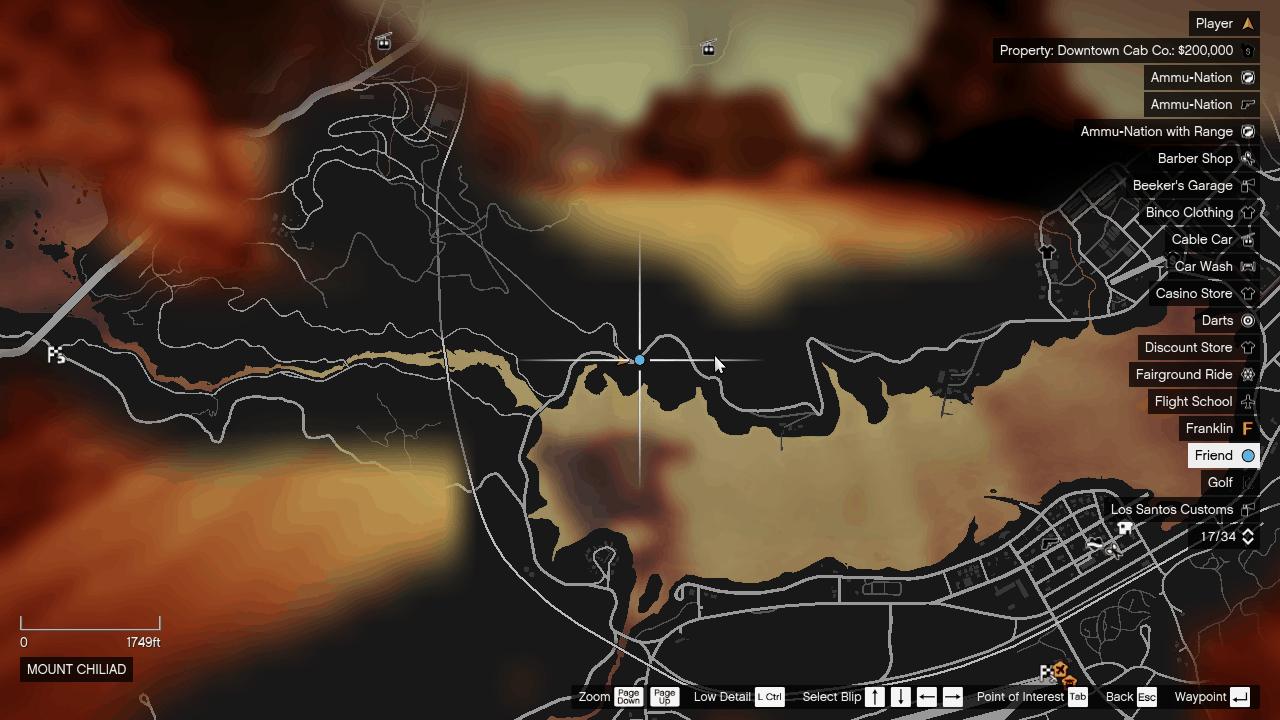 Mount Chilliad and Western Grapeseed intersection where the girl is found on the side of the dirt road