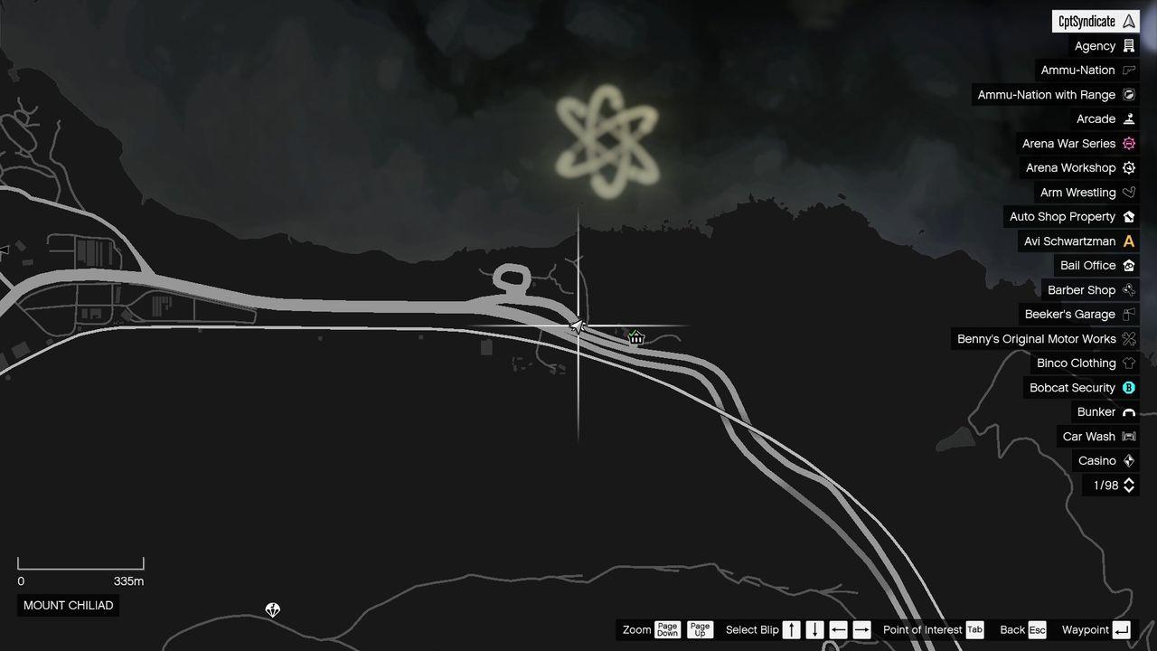 The map shows the location of the golden clover found at the Up-N-Atom Burger diner at the Procopio Truck Stop in Procopio Beach, Blaine County.