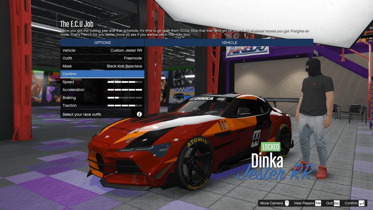 Selecting the custom Jester RR