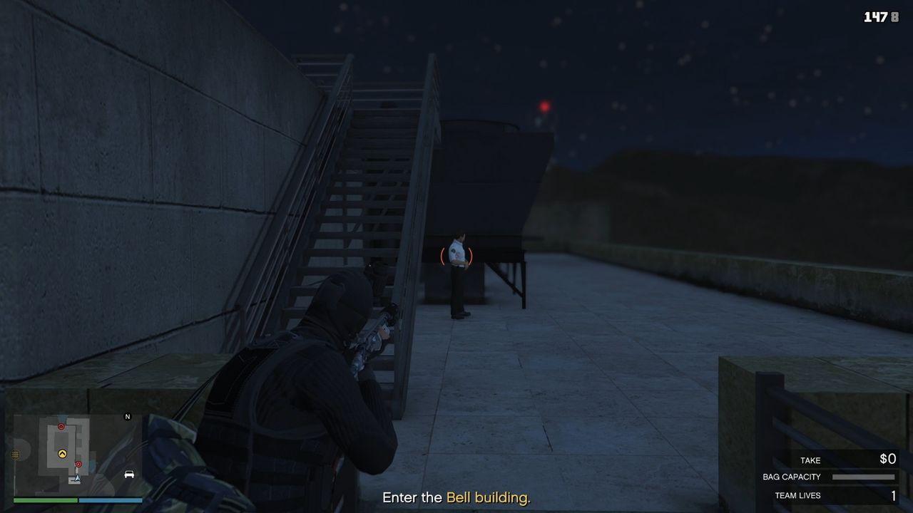One more guard at the top of the stairs.