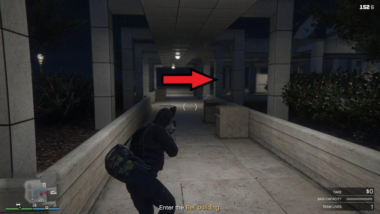 Approach from this side to get behind the lone guard.