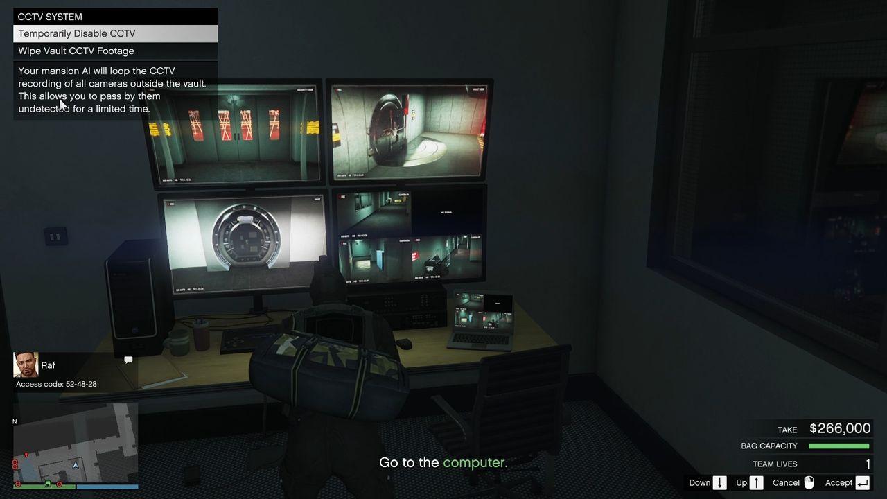 Disabling CCTV cameras.