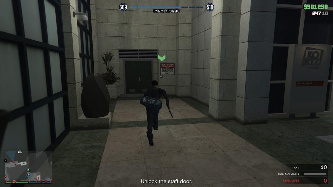 Running to the key pad through the field of vision of the CCTV camera.