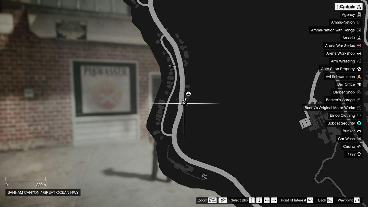 The map shows the location of the lucky clover in Banham Canyon.