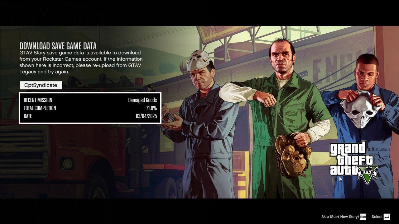 Save file selection screen.
