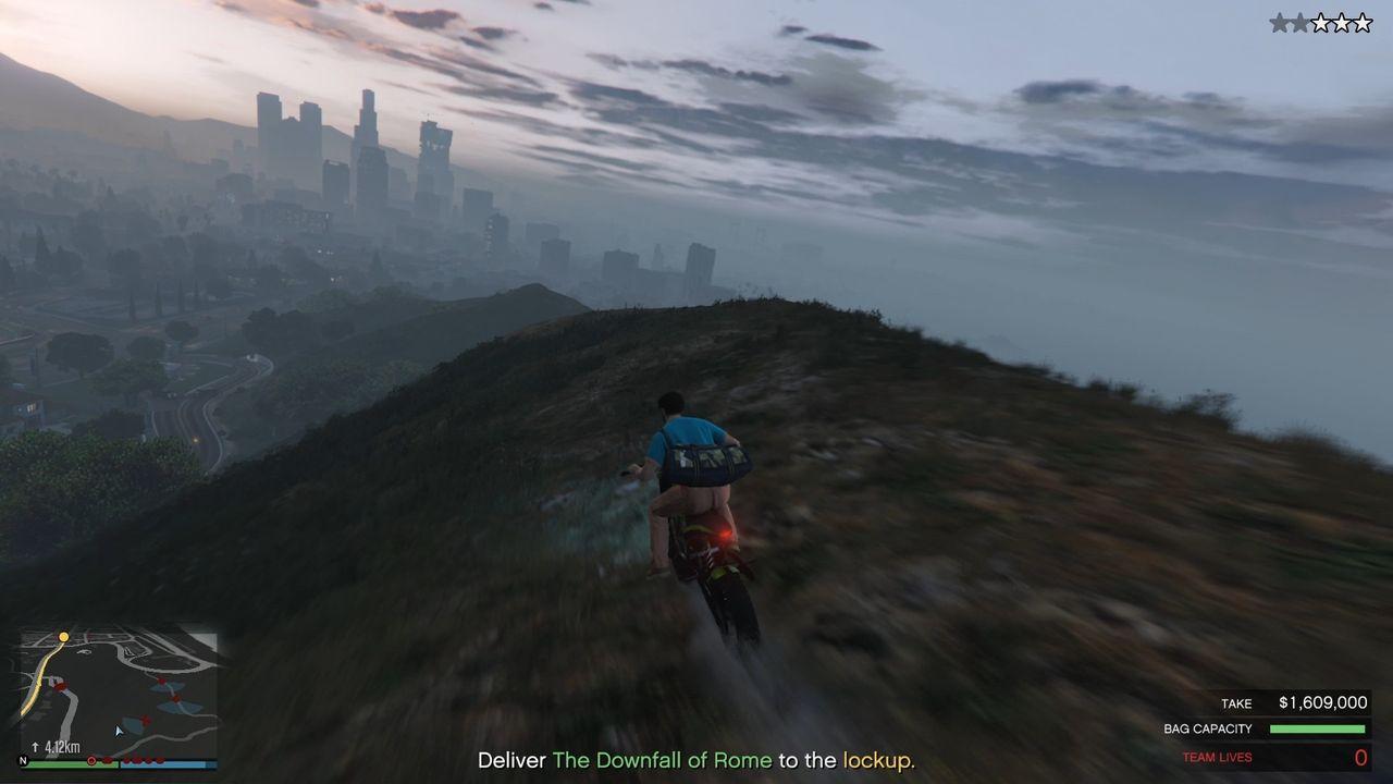 Cut through the middle of the mountain by off-roading here.