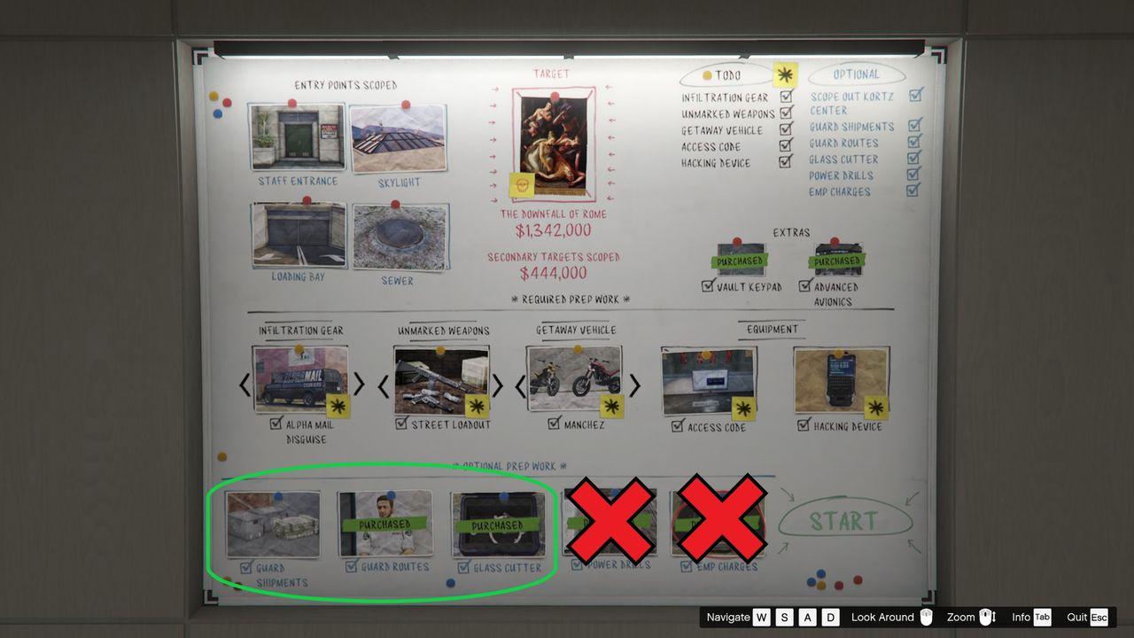 The complete planning board showing all the setup missions for this run.