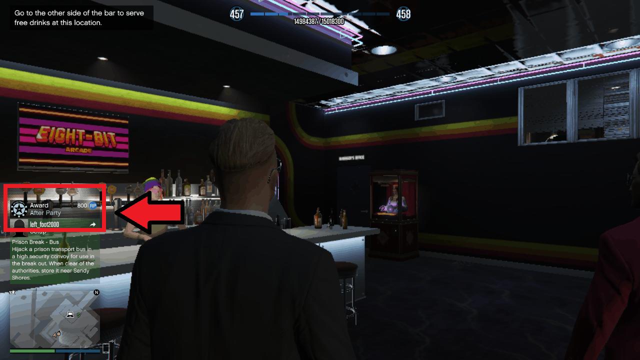 Awarded 800 RP with an award called 'After Party' upon successful completion of the heist