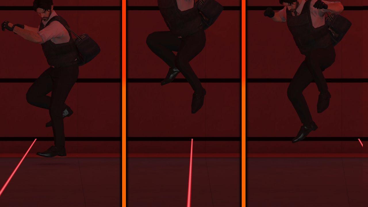 The right foot lifts first and then the left foot.