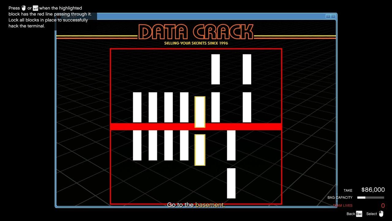The elevator key pad hack mini-game.