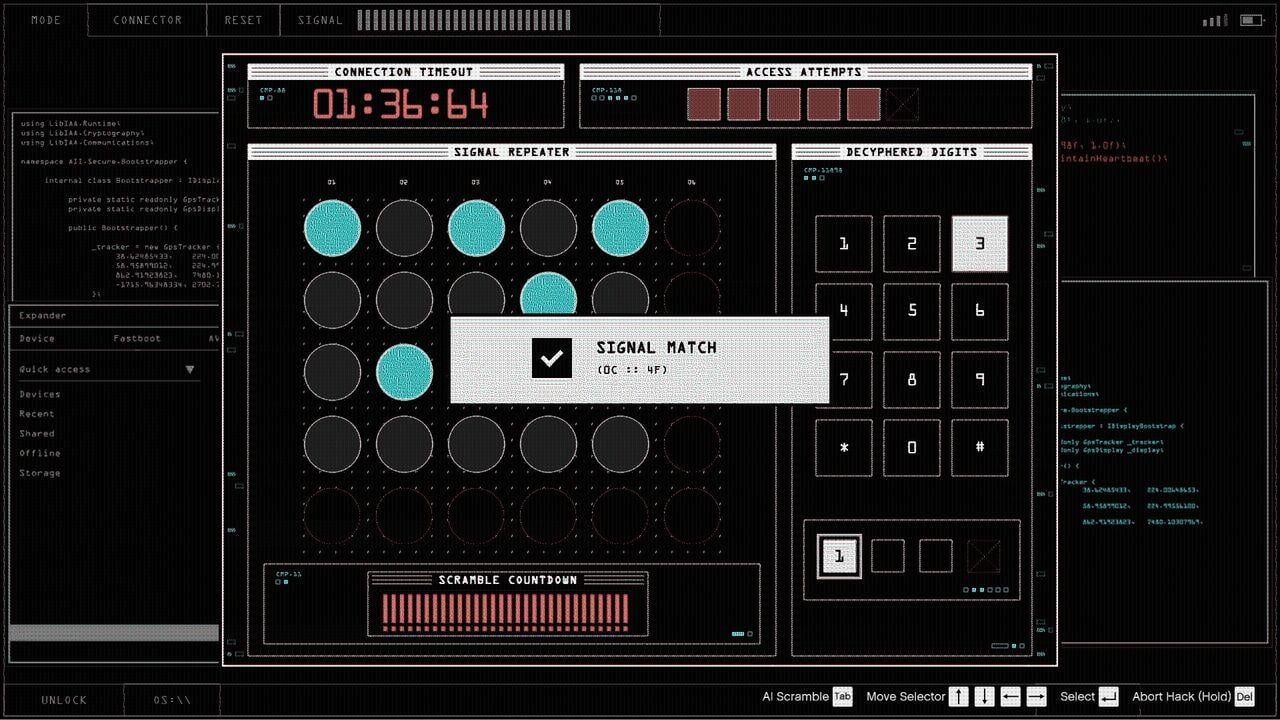 Vault hack mini-game.