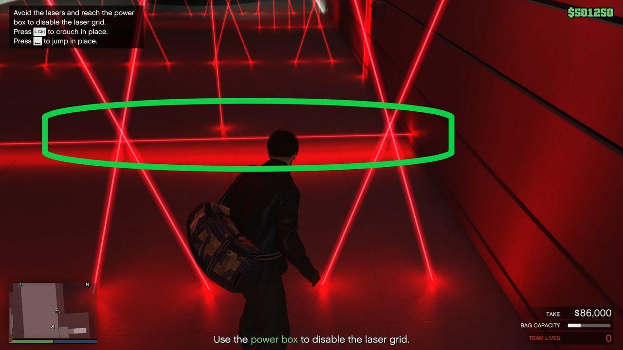 Do not jump over these horizontal lasers. Wait for them to fade away.