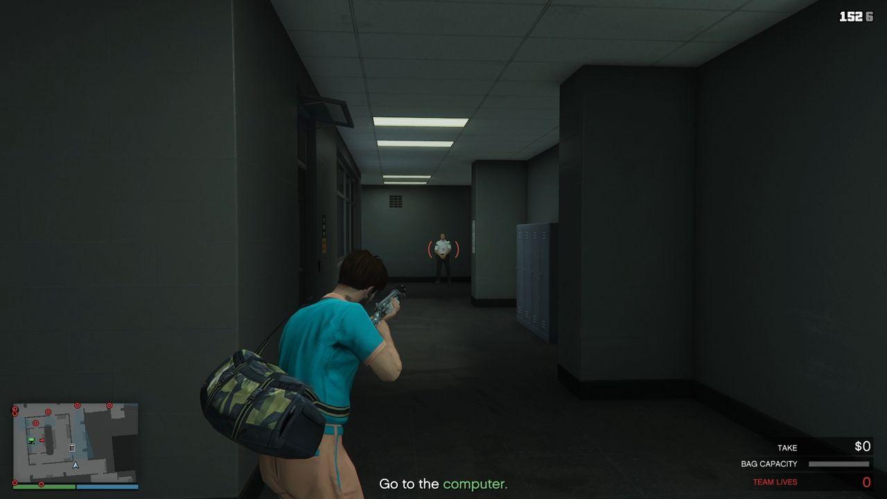 Once the one in the corridor moves away, take him out. This is why Guard Routes prep work is essential.