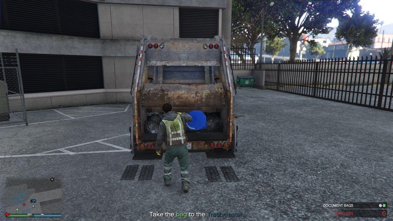 Collecting the document bag.