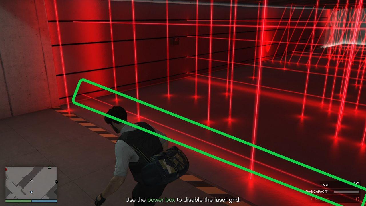 Wait for this bottom laser to disappear as it moves across the entire room.
