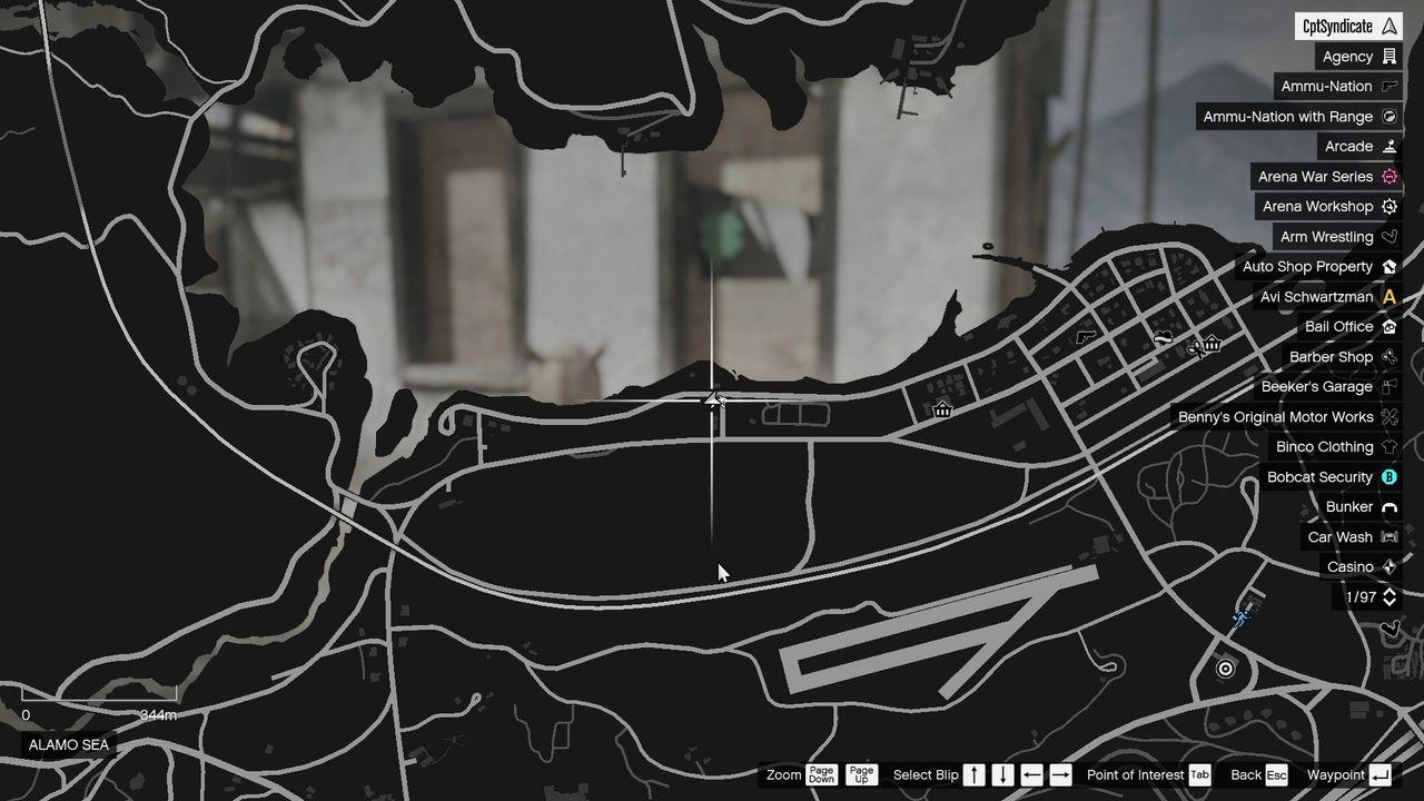 The map shows the location of the derelict garage that has the lucky glover.