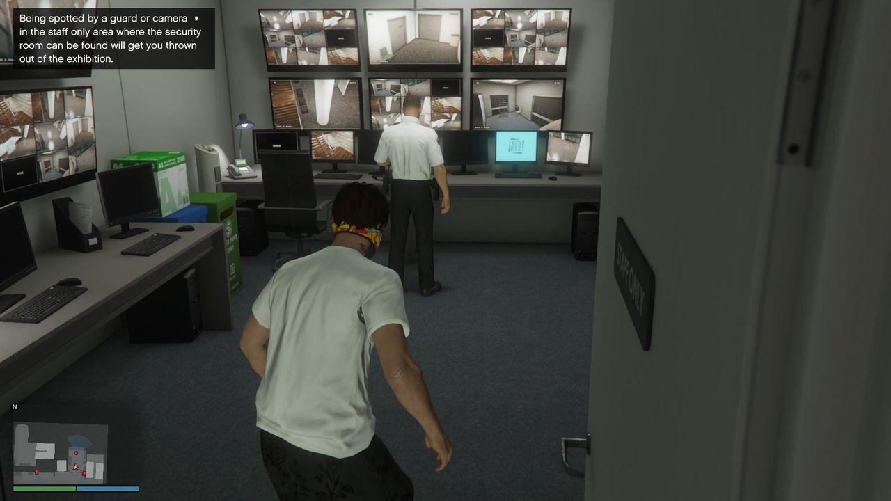 Security guard inside the security room. You can take him out silently by using melee.