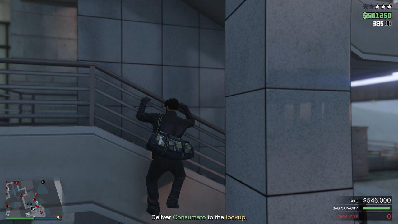 Jump up the stairs from the side.