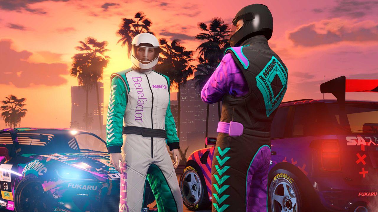 You can claim the Dark Manor Racing Suit and GTA$100,000 this week by winning any two races before May 20.