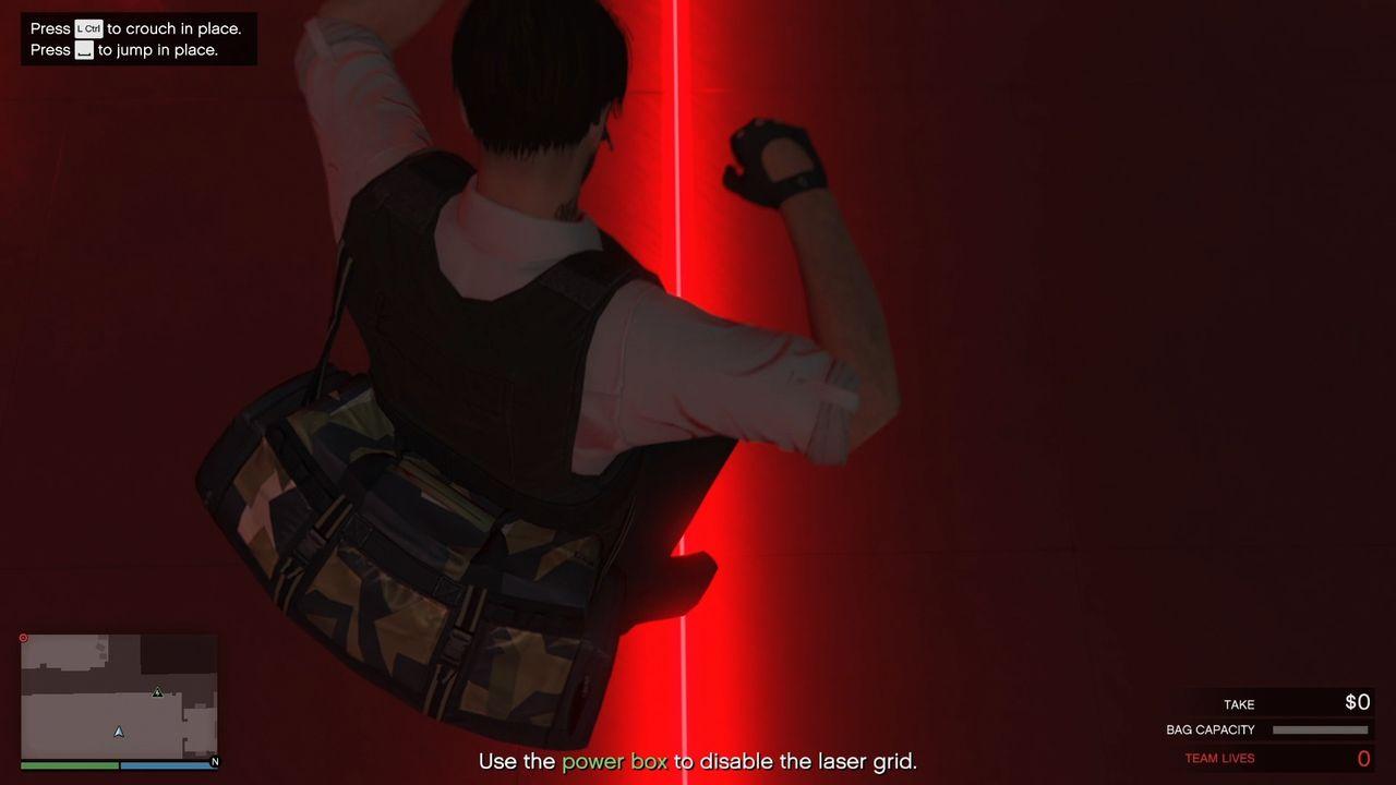 Jumping the bottom laser by standing in the middle where the diamond shaped laser was.