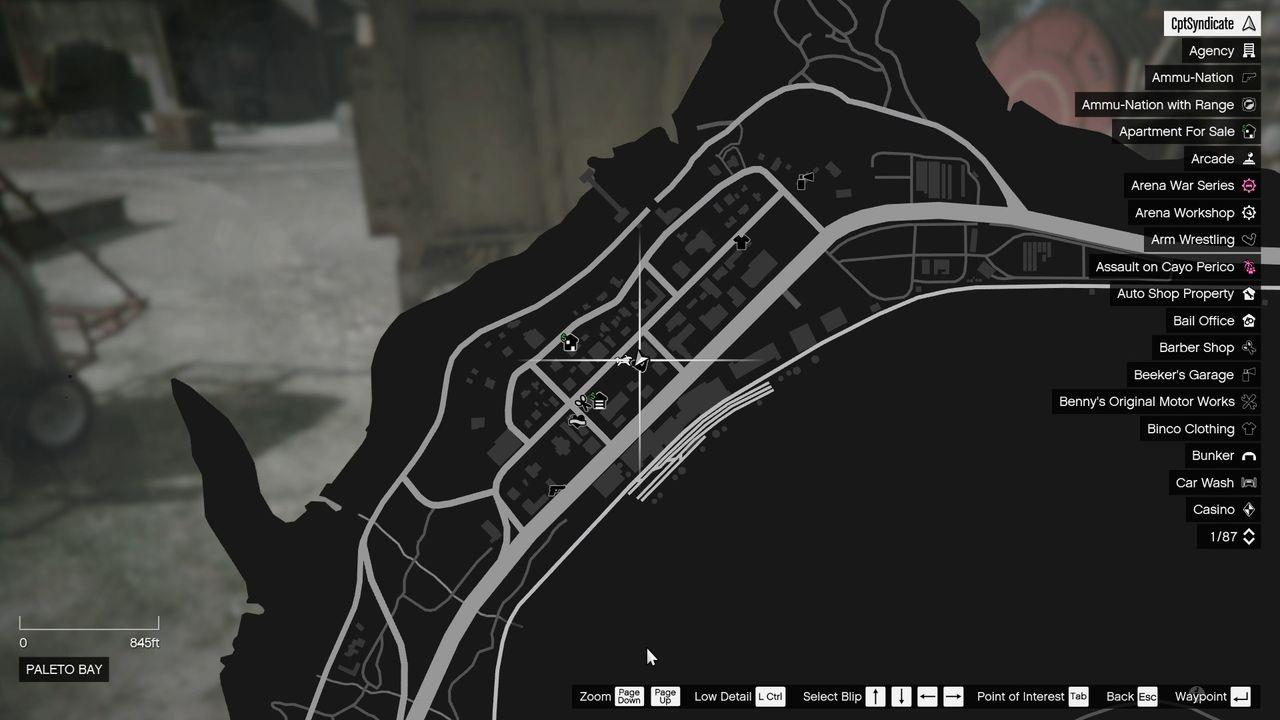 The map shows that the Yuanbao is near the Salvage Yard at Paleto Bay.