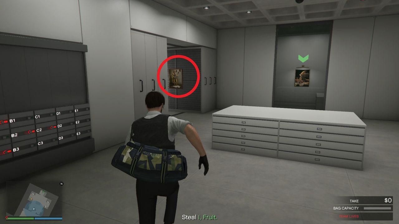 One of the secondary target paintings inside the vault.
