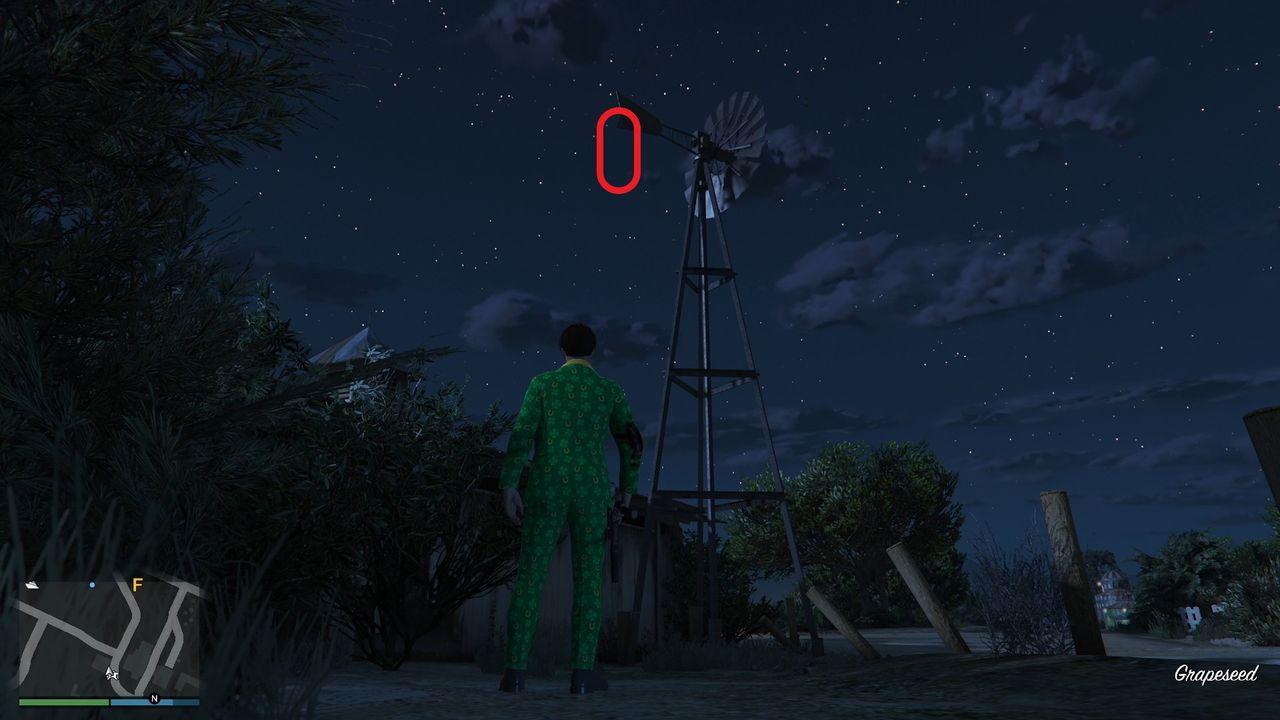 The golden clover will be hanging off the tail vane of a windmill in Grapeseed.