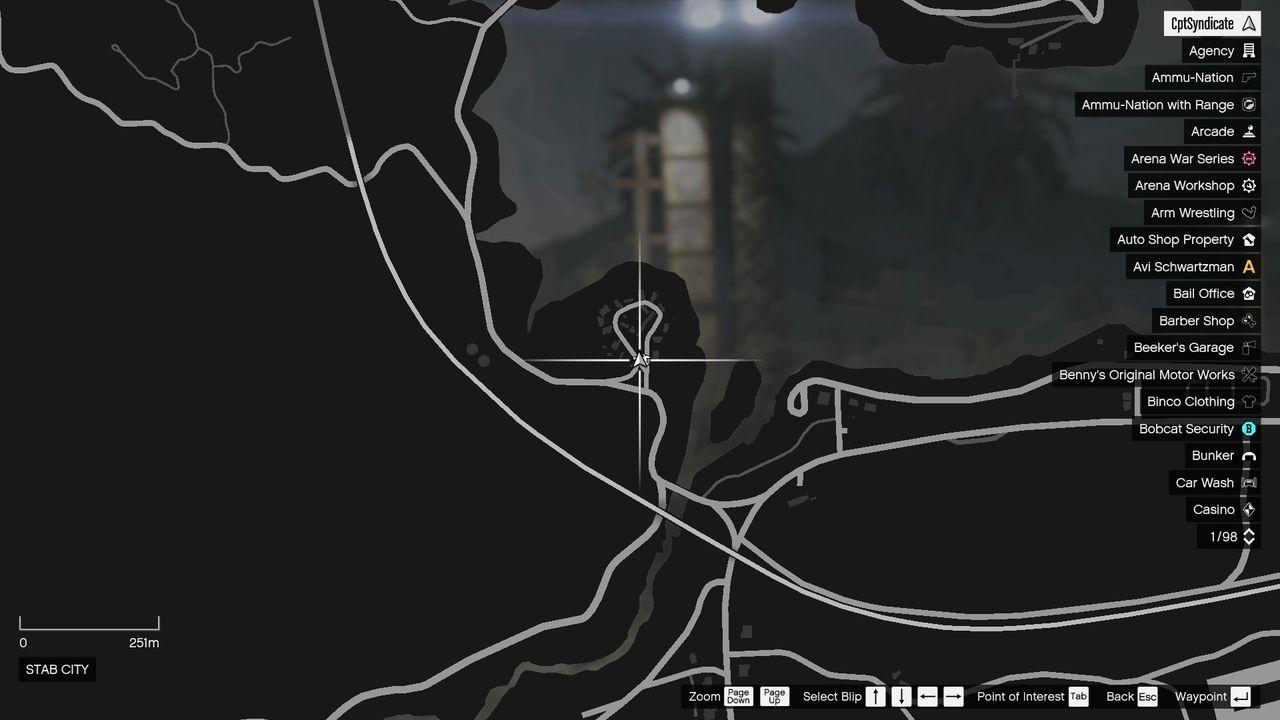 The map shows the location of the golden clover found at the Motel sign right outside Stab City.