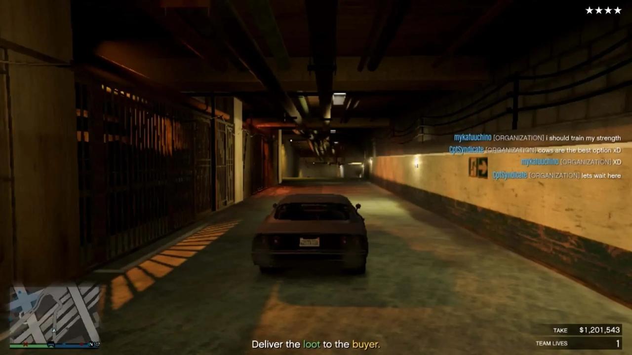 Waiting in the middle of the sewer tunnels for your wanted level to go away