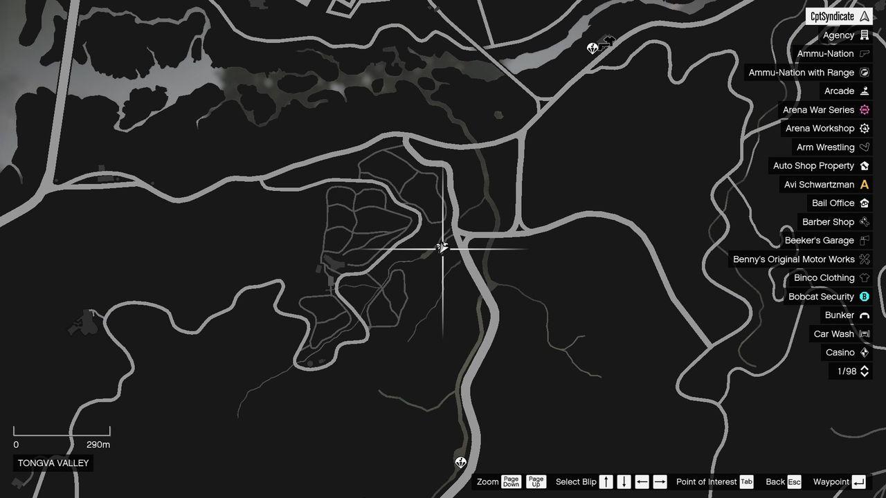 The map shows the location of the golden clover found at the Two Hoots Falls statue in Tongva Valley.