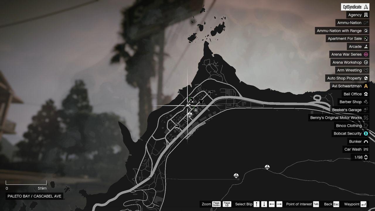 The map shows the location of the lucky clover hanging by the South Seas Apartment sign.