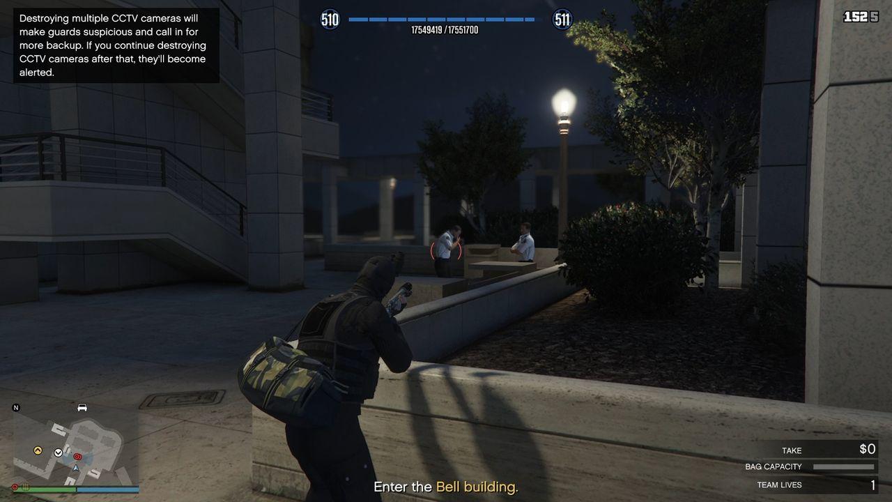 Taking out the two guards having a conversation.