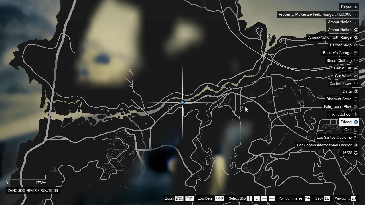 Located on the side of the road on Route 68 beside Zancudo River around Great Chaparral