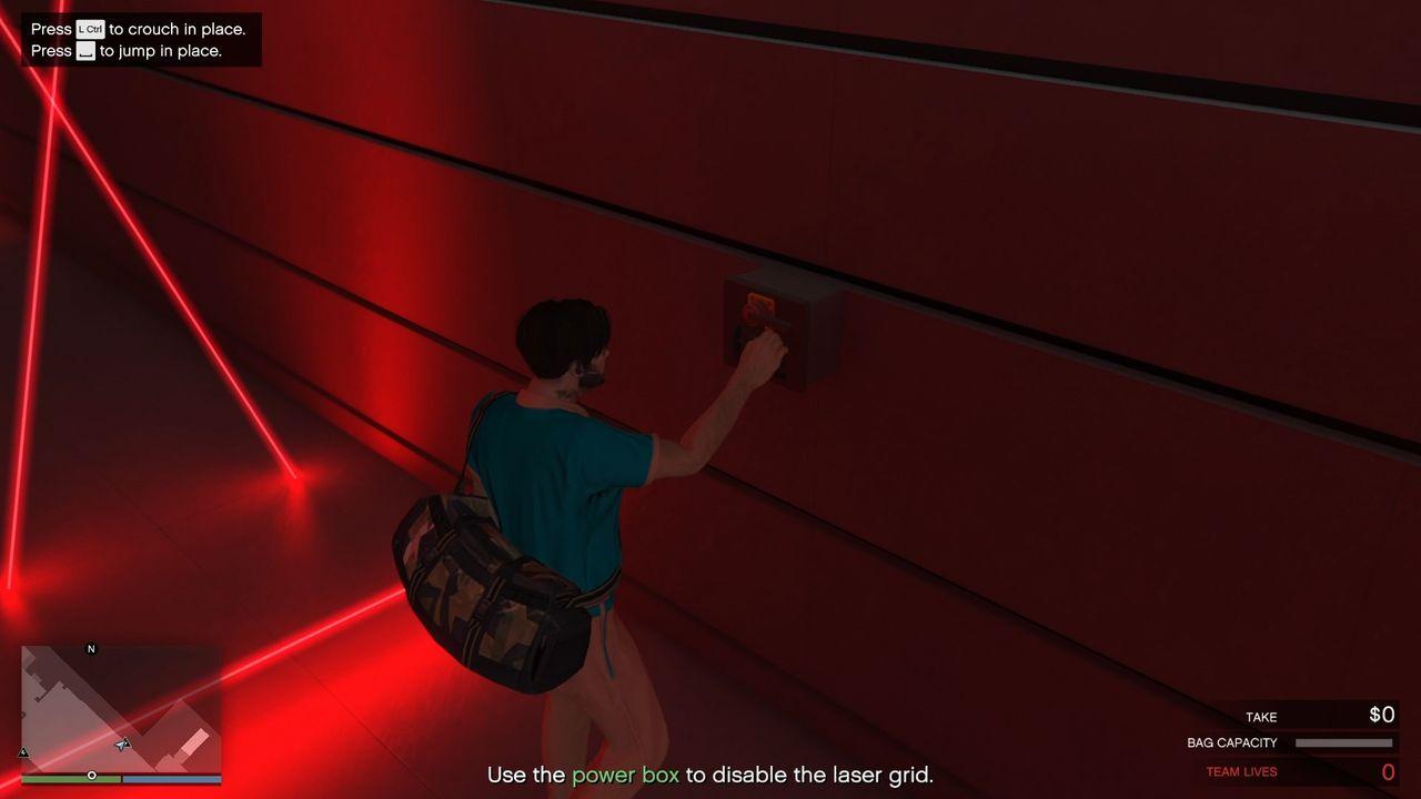 Once you have the clearance, quickly go to the second to the right and disable the lasers.