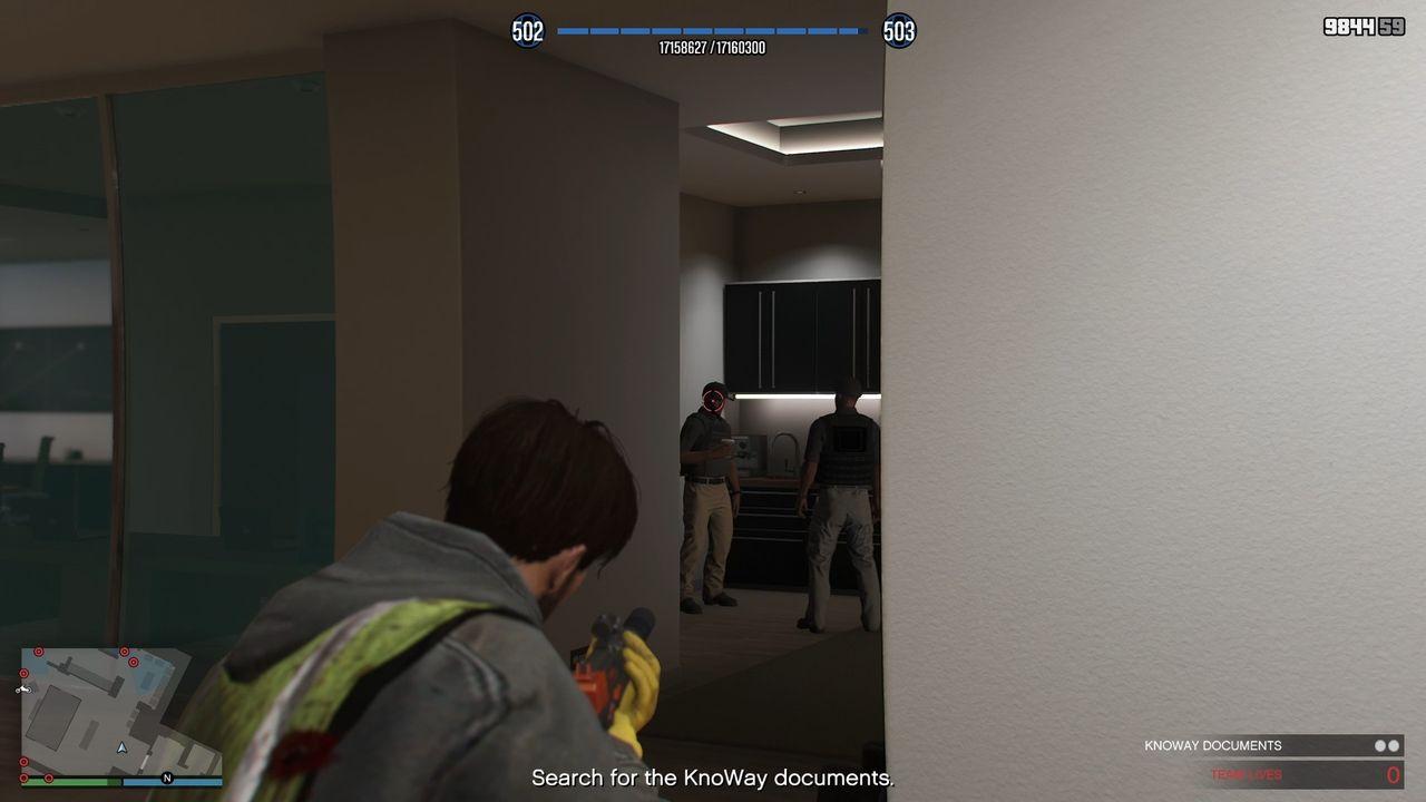 The two guards on the right that need to be eliminated.