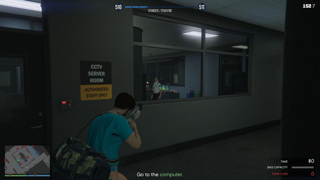 The first guard that is safe to take out inside the CCTV server room.