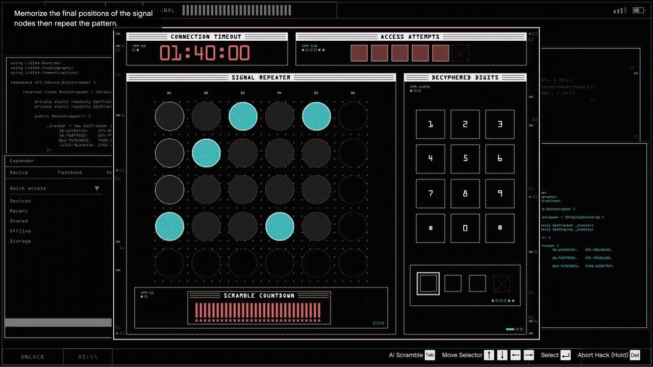 Vault Door hacking minigame interface.