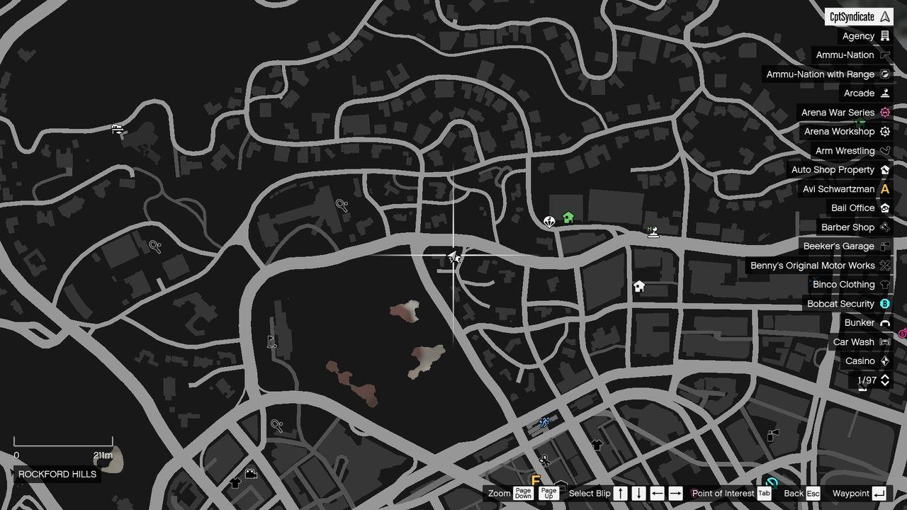 The map shows the location of the lucky clover in Rockford Hills.