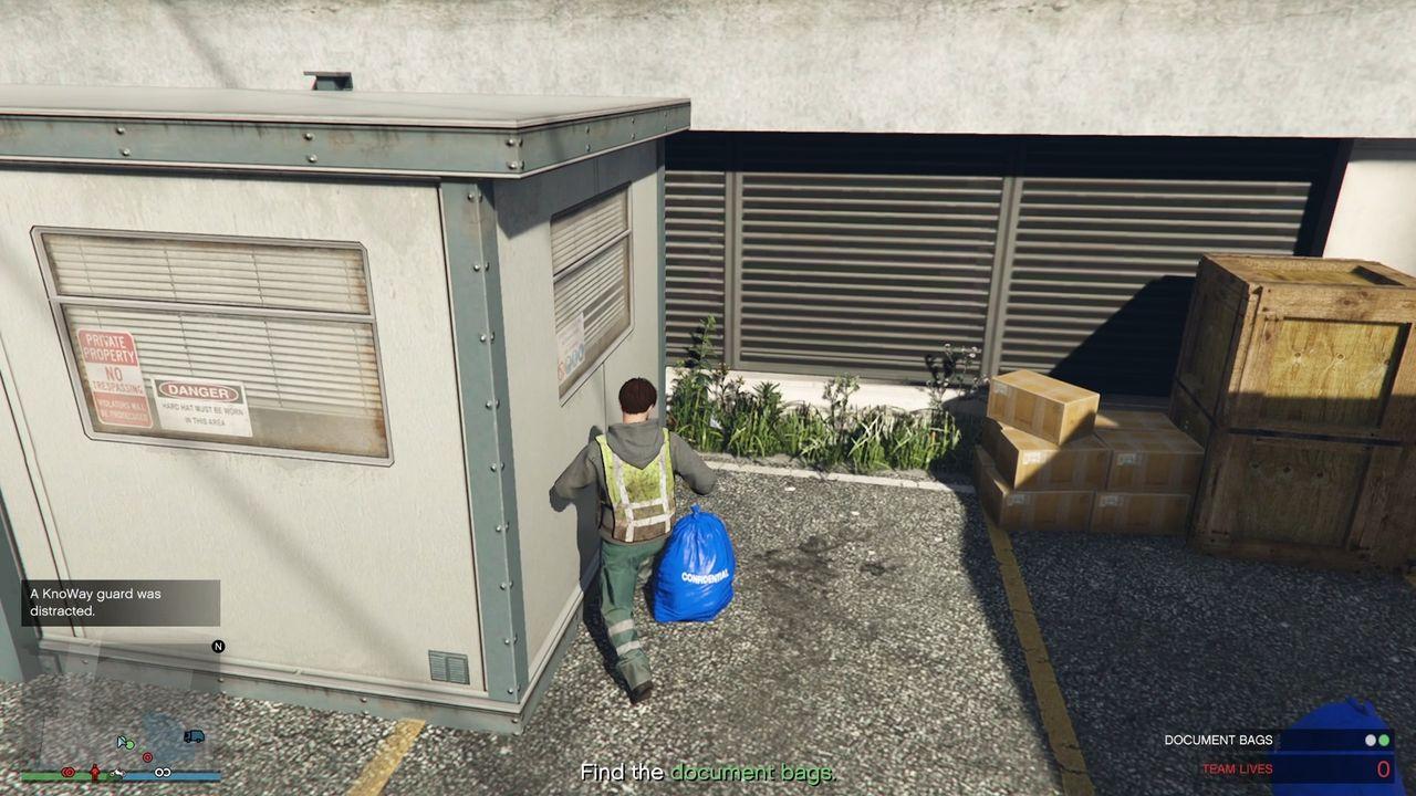 Document bag inside the restricted area.